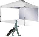 CROWN SHADES 12x12 Pop Up Canopy Tent Instant Commercial with 150D Silver Coated Fabric Including 1 Removable Sidewall, 4 Ropes, 8 Stakes, Weight Bags, STO 'N Go Bag, White by GreenHaven Gardens