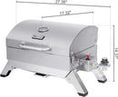 Royal Gourmet GT1001 Stainless Steel Portable Grill, 10000 BTU BBQ Tabletop Gas Grill with Folding Legs and Lockable Lid, Outdoor Camping, Deck and Tailgating, Silver by GreenHaven Gardens