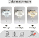 Flashing God 16 Inch Mini Chandelier Modern Crystal Chandeliers Light Semi Flush Mount Ceiling Light Fixture Small Silver Chandelier for Bedroom Hallway Kitchen Foyer by CozyNest Decor