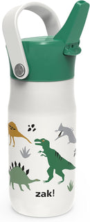 Zak Designs Harmony Kid Water Bottle for Travel or At Home, 14oz Stainless Steel is Leak-Proof and Vacuum Insulated (Dinosaur) by TinyTreasures Baby Boutique