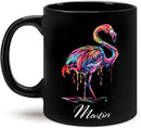 Beautiful Flamingo Animal Mug, Customized Name Flamingo Coffee Cup, Personalized Flamingo Lover Black Mug, Gift For Girlfriend, Colorful Animal Cup, Custom Flamingo Ceramic Cup 11oz 15oz by CozyNest Decor