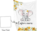 Personalized Nursery Crib Bedding Set: Yellow Floral Custom Name 5 Piece Baby Crib Sets with Elephant Theme - Toddler Double Layer Blanket Set, Comfortable Crib Bed Sheets for Baby Grils by TinyTreasures Baby Boutique