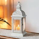 TRIROCKS Rustic Style Metal Candle Lantern 13'' High Decorative Outdoor Lantern Candle Holder with Tempered Glass for Thanksgiving Christmas Living Room Garden Patio Parties Indoors Outdoors (Cream) by CozyNest Decor