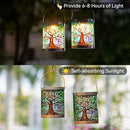Starsoul 2 Pack Hanging Solar Lantern Outdoor Waterproof Glass Tree of Life Decorative Solar Lights for Outside Garden Yard Table Patio Decor by GreenHaven Gardens