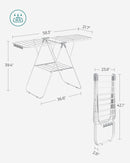 SONGMICS Clothes Drying Rack, with Sock Clips, Metal Laundry Rack, Foldable, Space-Saving, Free-Standing Airer, with 2 Height-Adjustable Gullwings, Indoor Outdoor Use, White and Gray ULLR052W02 by TinyTreasures Baby Boutique