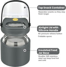 2-in-1 Insulated Food Jar & Snack Container - 15oz Kids Soup Thermos for Hot Food with Handle and Spoon, Leak Proof Reusable Toddler Snack Box, Perfect for School & Travel, Grey by TinyTreasures Baby Boutique