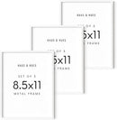 HAUS AND HUES 8.5x11 White Metal Picture Frames - Features Premium Aluminum, Shatterproof Plexiglass - Perfect for Diplomas, Documents, Certificates (8.5x11 in, White, Set of 3) by CozyNest Decor
