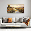 PHAOHUAXM Large Wall Art For Living Room Canvas Wall Decor For Bedroom Watercolour Painting Office Decoration Countryside Sunrise Scenery Wall Picture Ready To Hang Home Decor Wood Framed 20x40 In by CozyNest Decor
