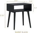 NTC Solid Oak Zoe Nightstand, Mid Century Modern Side Table Bedroom, Bedside Furniture, Night Stand, End Table, Easy Assembly - Burnt Black by CozyNest Decor