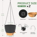 ZMTECH 12 Inch Hanging Planters for Indoor Outdoor Plants, 2 Pack Self Watering Hanging Plant Pots with Drainage Hole, Visual Reservoir, Plastic Flower Hanging Pots with Watering Lip (Black) by CozyNest Decor