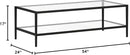 Henn&Hart 54" Wide Rectangular Coffee Table with Glass Shelf in Blackened Bronze, Modern coffee tables for living room, studio apartment essentials by CozyNest Decor