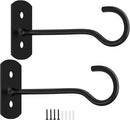 6in Hanging Plant Hooks,2Pack Ceiling Hooks for Plants,Lights,Planters,Lanterns,Hanging Bird Feeders,Wind Chimes,Indoor&Outdoor Decoration Wall Hooks Black by GreenHaven Gardens