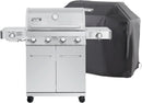 Monument Grills Larger 4-Burner Propane Gas Grills Stainless Steel with BBQ Cover(2 Items), Outdoor Use by GreenHaven Gardens