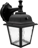 Maxxima LED Porch Lantern Outdoor Wall Light Fixture - Black, Clear Water Glass, Photocell Sensor, 875 Lumens, 3000K Warm White, Dusk to Dawn Light Sensor, Exterior Decorative Light by GreenHaven Gardens