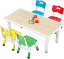 FUNLIO Kids Table and 4 Chairs Set for Ages 3-8, Height Adjustable Toddler Table and Chair Set, Easy to Wipe Arts & Crafts Table, for Classrooms/Daycares/Homes, CPC & CE Approved(5 pcs Set)-Multicolor by CozyNest Decor