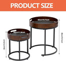 Nesting Coffee Table Set of 2, Small Round Stacking Side Table Set with Metal Frame, Nesting Tables for Living Room Bedroom Office Balcony (Wood, 2) by CozyNest Decor