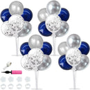 TONIFUL 4 Set Navy Blue Silver Balloon Centerpieces for Table,Balloon Stand Kit for Graduation Decoration 2025,Retirement Party Decorations,Men’s Birthday Decorations,Father's Day by TinyTreasures Baby Boutique