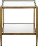 Henn&Hart 20" Wide Square Side Table with Mirror Shelf in Brass, Table for Living Room, Bedroom by CozyNest Decor