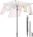 APEXCHASER Clothes Drying Rack, Outdoor Umbrella Drying Rack, Rotary Metal Drying Rack Clothing Foldable, 3-Arms Umbrella Clothesline with 98ft, Steel Frame, Backyard by TinyTreasures Baby Boutique