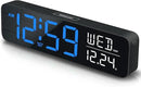 Peakeep Large Display Digital Alarm Clock for Bedrooms, Date Day of Week Calendar Desk Table Clocks for Living Room Office, Dimmable Plug in Electric Clock, 5 Volumes, Loud, Auto DST by CozyNest Decor