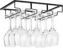 Wine Glass Rack - Under Cabinet Stemware Wine Glass Holder Glasses Storage Hanger Metal Organizer for Bar Kitchen Black by CozyNest Decor