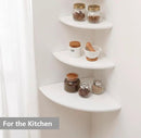 Corner Shelf, White Solid Oak Wood Floating Corner Shelf Wall Mount Round End Floating Speaker Shelf Display Shelf for Small Plant Photo Frame (White, 16in) by CozyNest Decor