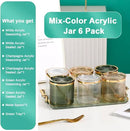 Acrylic Condiment Spice Jars,Condiment Spice Box With Lids and Spoons and Tray,Clear Plastic Condiment Canisters,Seasoning Box 6 Pack,Seasoning Box Set for Kitchen to Storage Salt,Paprika,Sugar by CozyNest Decor