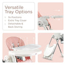 KÜB 3-in-1 Foldable Baby High Chair | 7 Height & 4 Recline Adjustable | Removable Seat & Tray for Easy Clean | 2 Locking Wheels | Multifunctional Infant High chairs for Babies and Toddlers Girl (Pink) by TinyTreasures Baby Boutique