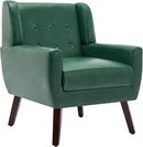 UIXE Faux Leather Accent Chair, Modern Arm Club Chair Upholstered Armchair for Living Room, Comfy Single Sofa Seats Button Tufted Reading Seating, Green by CozyNest Decor