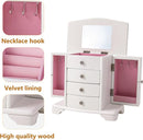 Jewelry Box,White Wooden Jewelry Box With Top Mirror, Jewelry Organizer Wooden Is Suitable For Storing Rings,Bracelets,Necklaces Etc by TinyTreasures Baby Boutique