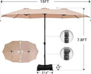 GREEN PARTY 15 ft Rectangle Patio Umbrella with Base Included, Double-Sided Table Umbrella with Crank, Large Outdoor Umbrellas for Patio Poolside Garden Backyard, Beige by GreenHaven Gardens
