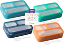 kinsho Snack Containers - SMALL Bento Lunch Boxes for Kids Girls Boys | MINI Leak-proof Box, Portion Container for School | Blue Navy Aqua Orange 4 Pack by TinyTreasures Baby Boutique