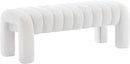 43.3" Bedroom Bench, Upholstered Entryway Bench, Modern End of Bed Ottoman with Solid Wood Legs and Adjustable Foot Pegs for Entryway, Dining Room and Living Room (White Teddy) by CozyNest Decor