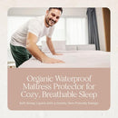 Organic Cotton, 100% Waterproof Mattress Protector Pad – Soft, Hypoallergenic, Breathable Bed Cover – GOTS & Fair-Trade Certified – 17 in. Deep, California King Size Mattress Cover by Whisper Organics by TinyTreasures Baby Boutique