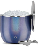 SNOWFOX XL Premium Vacuum Insulated Double Wall Stainless Steel Ice Bucket with Lid/Scoop,Bar Accessories,Large Elegant Party Bucket,Chills Several Bottles,Beautiful Entertaining Supplies,7 Liter,Blue by CozyNest Decor