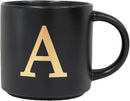 COLLECTIVE HOME - Monogram Ceramic Mugs, 15 oz Golden Initial Black Coffee Cups, Elegant Alphabet Tea Mugs, Elegant Personalized Mug with Gift Box, Unique Mug with Double Side Capital Lette (A-1) by CozyNest Decor