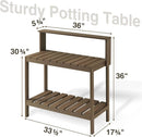 Psilvam Outdoor Poly Lumber Potting Bench, Polystyrene Garden Table with Storage Shelves, All-Weather Patio Work Station for Gardening(Brown) by GreenHaven Gardens