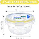 KIGI 6 PACK 10oz Plastic Round Bowls with Lid Leakproof Food Storage Container Set Small Meal Prep Containers Bento Box by TinyTreasures Baby Boutique