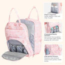 BabbleRoo Diaper Bag Backpack - Baby Essentials, Travel Essentials Baby Bag with Changing Pad, Stroller Straps & Pacifier Case - Unisex, Pink Birdy by TinyTreasures Baby Boutique