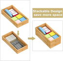 Bamboo Kitchen Drawer Organizer,Stackable Silverware Tray Utensil Organizer Cutlery Holder for Kitchen,Wooden Storage Box for Bathroom, Multi-Use Drawer Organizer for Office,Makeup(12x6x2.5 inch）