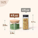 ComSaf Spice Jars with Labels 4 oz 6Pack, Small Spice Containers Starter Set, Glass Seasoning Jars with Lids, Square Seasoning Containers for Salt, Pepper, Chili Powder, Sugar, Ginger Ground, Cumin by CozyNest Decor