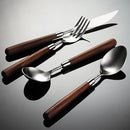 Silverware Set 12 Piece Flatware Cutlery Set Service for 3,18/10 Stainless Steel Forged Walnut Wooden Handle Matte Brushed Dishwasher Safe Premium Durable Utensil Sets for Home Kitchen Wedding
