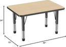 FDP Rectangle Activity School and Classroom Kids Table (24 x 36 inch), Chunky Toddler Leg, Adjustable Height 15-24 inches - Maple Top and Black Edge by CozyNest Decor