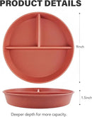 greenandlife 9 Inch 4PCS Portion Control Plates with Lids, Divided Plates for Kids Adults, Dishwasher Microwave Safe Compartment Plate Set, Unbreakable Lightweight Reusable Wheat Straw Plate, Sunset by CozyNest Decor