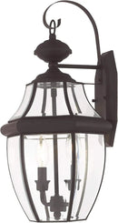 Livex Lighting 2251-91 Monterey 2 Light Outdoor Brushed Nickel Finish Solid Brass Wall Lantern with Clear Beveled Glass by GreenHaven Gardens