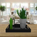 Black Acrylic Serving Tray for Vanity, Bathroom, Outdoor, Food and Décor with Handles (Rectangle, Small) by CozyNest Decor