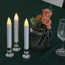 DRomance 9" Flameless Window Taper Candles Battery Operated with 8-Key Remote and Timer, 4 Pack White Christmas Holdiay Window Candles with Silver Holders, Suction Cups and AA Batteries Included by GreenHaven Gardens
