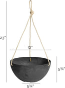 Root & Vessel Self Watering Hanging Planter for Indoor or Outdoor Plants, Unique Marbled Hanging Basket Made of Eco-Friendly Blend of Stone & Plastic, Black, 12" by GreenHaven Gardens