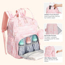 BabbleRoo Diaper Bag Backpack - Baby Essentials, Travel Essentials Baby Bag with Changing Pad, Stroller Straps & Pacifier Case - Unisex, Pink Birdy by TinyTreasures Baby Boutique