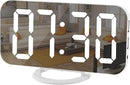 SZELAM Digital Clock Large Display, LED Electric Alarm Clocks Mirror Surface for Makeup with Diming Mode, 3 Levels Brightness, Dual USB Ports Modern Decoration for Home Bedroom Decor-White (001) by CozyNest Decor